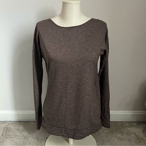 Reversible Criss Cross Long Sleeve Heather Brown top